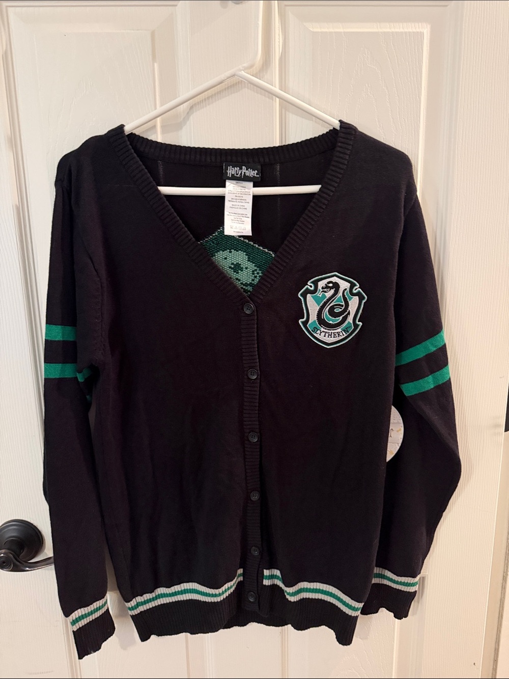Harry Potter Slytherin Black Cardigan with Green Trim